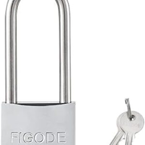 FIGODE® Lock, Marine Grade Rustproof Padlock with Stainless Steel Shackle and Chrome Plated Brass Body, Outdoor Padlock Weatherproof, Keyed Different, 2.3 in. Long Shackle, 1 Pack