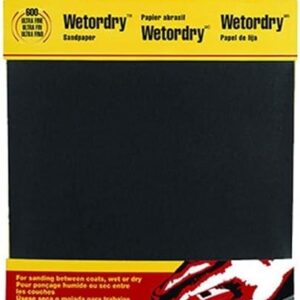 3M Wetordry Sandpaper, 5 Sheets, 9 in x 11 in, 220 Grit, Very Fine, Use for Wet and Dry Sanding, For Sanding Between Coats of Varnish, Lacquer, Paint & Other Finishes, Waterproof Paper (9087DC-NA)