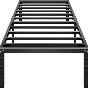 Metal Platform Bed Frame 14 Inch Tall,No Box Spring Needed,Twin Size Bed with Heavy Duty Strong Support Slats,Easy to Assemble,Black