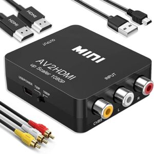 RCA to HDMI Converter, RCA to HDMI Adapter, 1080P Mini RCA Composite CVBS AV to HDMI Video Audio Converter Adapter for N64 Wii PS2 PS3 Xbox VHS(Not for TV with RCA Port)