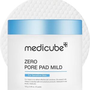 Medicube Zero Pore Pads Mild 2.0 (70 Pads) – Gentle Calming Toner Pads for Exfoliation, Minimizing Pores, and Blackhead Removal with PHA – Ideal for All Skin Types – Korean Skin Care