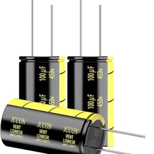 2-Pack 450V 100uF Premium Quality Low ESR Electrolytic Capacitors 18x35mm (0.71×1.38in), 450Volt 100MFD High-Frequency Caps with Superior Performance