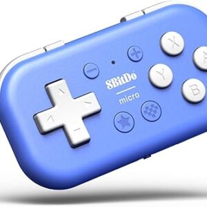 8Bitdo Micro Bluetooth Gamepad Pocket-sized Mini Controller for Switch, Android, and Raspberry Pi, Supports Keyboard Mode (Blue)