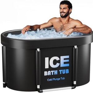 Ice Bath Tub for Athletes, 130 Gal XL Large Oval Cold Plunge Tub with Cover, Recovery and Cold Water Therapy, Portable Ice Bath for Home, Gym, Outdoor Use – Ideal for Recovery