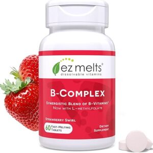 EZ Melts Dissolvable Vitamin B-Complex with Methyl B12 and Methyl Folate, Sugar-Free, 2-Month Supply