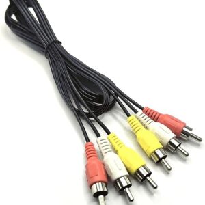 3 RCA Cable Audio Video Composite Cable, 5 ft RCA 3-Male to 3-Male, for TV, VCR, DVD, Satellite, and Home Theater Receivers