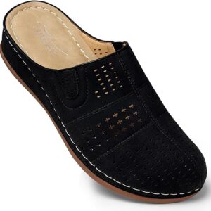 SHIBEVER Clogs for Womens Mules Shoes: Slip-On Flat Mule Shoes – Closed Toe Sandals Comfortable