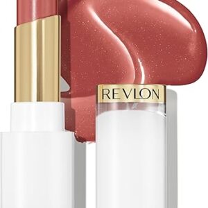REVLON Super Lustrous Glass Shine Balm, Hydrating Tinted Lip Balm, Sheer, Glossy Shiny Finish, 004 Nude Illuminator, 0.11 oz