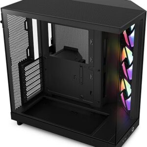 NZXT H6 Flow RGB Mid-Tower Airflow Case with 3 RGB Fans, Panoramic Glass Panels, Cable Management – Black