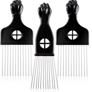 3 Pack CAREHOOD Metal Afro Lift Comb – Wide Tooth for Men’s and Women’s Curly/Textured Hair, Detangling Tool for Wigs, Braids, and Styling