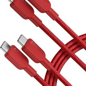 Anker USB C to USB C Cable(2Pack,6FT),240W USB C Charger Cord Fast Charge for iPhone 16/15 Series, MacBook Pro 2020,iPad Air 4 and More (USB 2.0,Red)