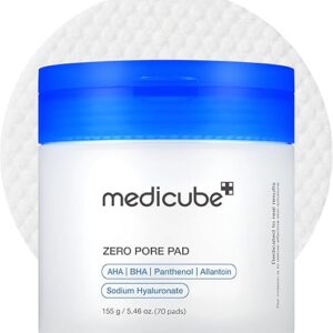 Medicube Zero Pore Pads 2.0, Dual-Textured Facial Toner Pads for Exfoliation and Pore Care with 4.5% AHA Lactic Acid & 0.45% BHA Salicylic Acid, Ideal for All Skin Types, Korean Skin Care (70 Pads)