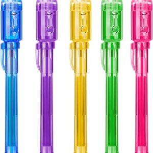 Invisible Spy Ink Pen 5 PCS, With UV Pen Light, Party Favors for Kids 8-12, Stocking Stuffers for Christmas, provide Thanksgiving, Halloween for Boys Girls Goodie Bag