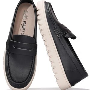 Project Cloud Genuine Leather Womens Loafers – Non Slip Work Shoes Women Footwear with Memory Foam Insole – Lightweight & Flexible All Season Shoes (Filide1)
