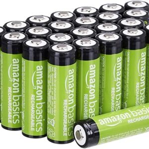 Amazon Basics 24-Pack Rechargeable AA NiMH Batteries, 2000 mAh, Recharge up to 1000x Times, Pre-Charged