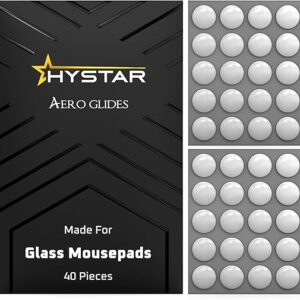 Hystar Aero Glides | 40 Dot Mouse Skates for Glass Mousepad | High-Density PTFE | Rounded and Polished for Quiet Use
