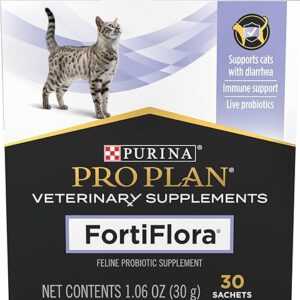 Purina Pro Plan Veterinary Supplements FortiFlora Cat Probiotic Supplement for Cats with Diarrhea – 30 ct. Box
