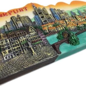WitnyStore Tiny Römerberg Main River and Landmarks in Frankfurt Germany Central Europe Tourist Attractions Resin Refrigerator Magnet Traveler Souvenir Gift Memento 3D Fridge Magnets