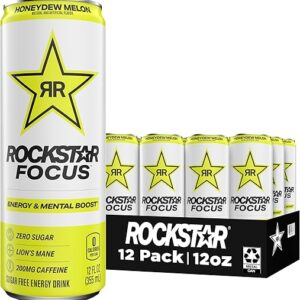 Rockstar Focus, Honeydew Melon, 12 Fl Oz Cans (Pack of 12)