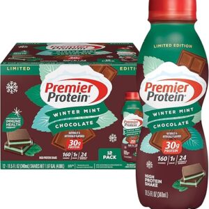 Premier Protein Shake Limited Edition 30g 1g Sugar 24 Vitamins Minerals Nutrients, Winter Mint Chocolate, 11.5 Fl Oz (Pack of 12) Artwork Case – Packaging May Vary