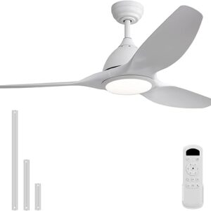 Sofucor 52″ White Ceiling Fan with Lights