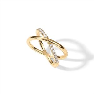 PAVOI 14K Gold Plated Criss Cross Ring