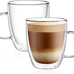 CNGLASS Double Wall Insulated Coffee Mugs &#8211; Set of 2