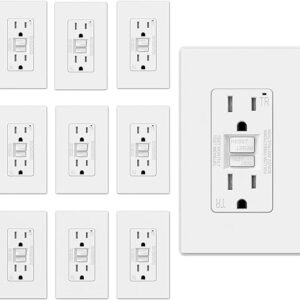 ELEGRP 15 Amp Self-Test GFCI Outlet, 10 Pack