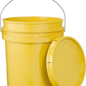 5-Gallon Yellow Bucket with Lid and Handles