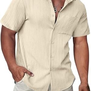JMIERR Men’s Textured Short Sleeve Hawaiian Shirt