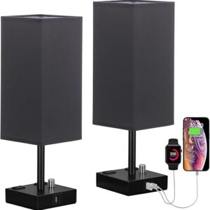 Black Dimmable Nightstand Lamps Set of 2