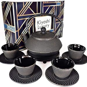 Large 11PC Gashu Black Cast Iron Tea Set