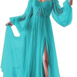 Plus Size Long Sleeve Tulle Ball Gown
