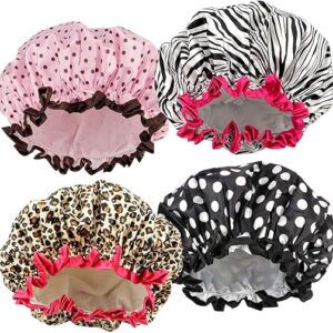 TCOTBE 4-Pack Reusable Waterproof Shower Caps