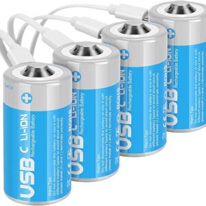 Rechargeable C Batteries with USB-C Cable