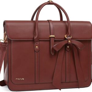 Brown PU Leather Laptop Bag for Women