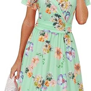 OUGES Women’s Floral V-Neck Party Dress