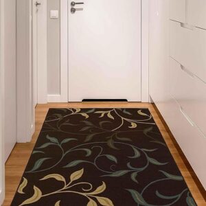 Machine Washable Leaves Non-Slip Area Rug