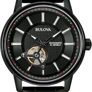 Bulova Men’s Automatic Leather Watch, 45mm