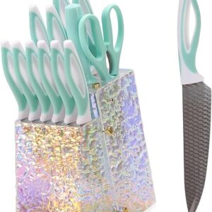 14pcs Green Stainless Steel Knife Set