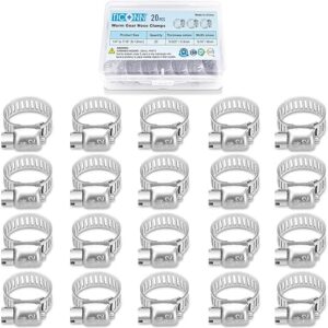 TICONN 20PCS Stainless Steel Hose Clamp Set