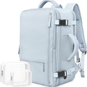 Light Blue Travel Laptop Backpack for 15.6”