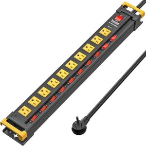 10 Outlet Heavy Duty Power Strip with Surge Protection