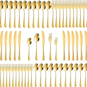 60-Piece Gold Stainless Steel Flatware Set