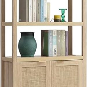 SICOTAS 5-Tier Rattan Boho Bookcase