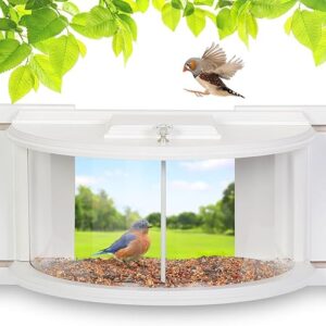 MIXXIDEA 180° Clear View Wooden Bird Feeder