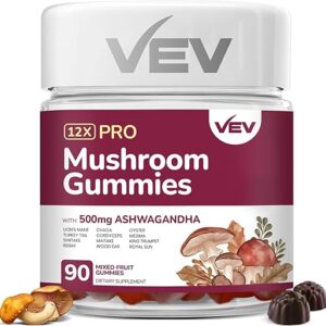 VEV Mushroom Gummies with Ashwagandha – 90 Vegan