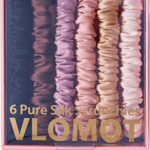 6 Pcs Pure Silk Hair Scrunchies Set