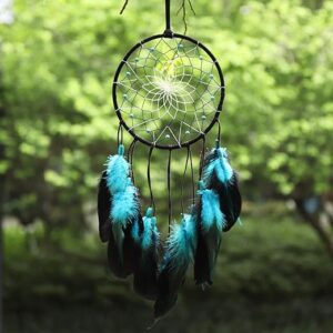 Handmade Blue Feather Dream Catcher Ornament