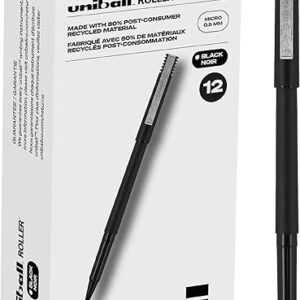 uni-ball 0.5mm Black Rollerball Pens, 12 Pack